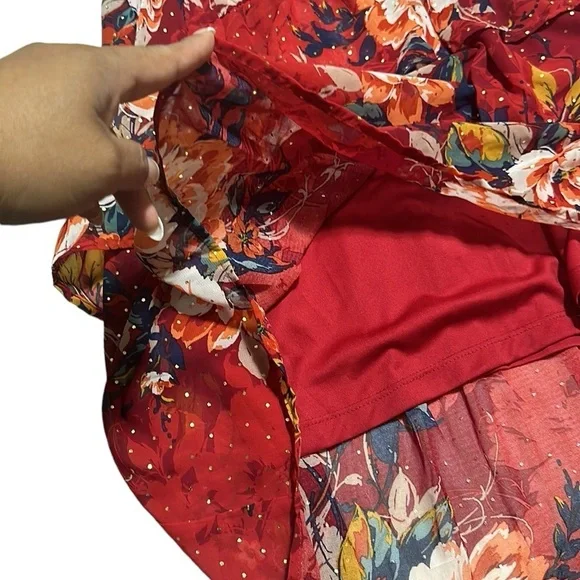 FIGUEROA & FLOWER Floral Print Red Midi Dress Size 2X NWT - Picture 13 of 16